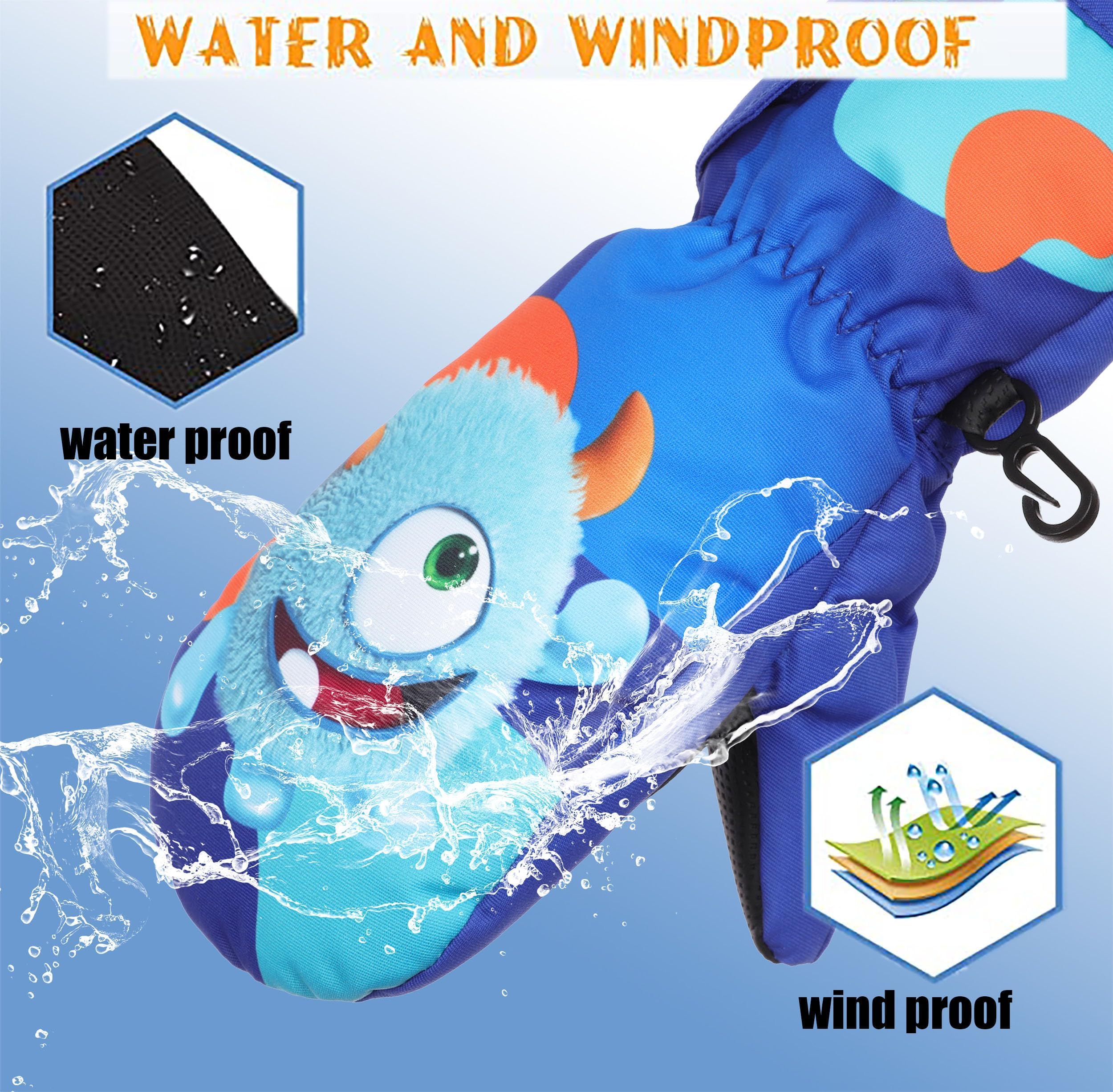 Fäustlinge Kinder Winter Handschuhe Skihandschuhe schneehandschuhe für 1-9 Jahre Mädchen Jungen Winterhandschuhe PU Palme Wasserdicht Winddichte Warm Fleece Skifahren Snowboard Reiten Laufen