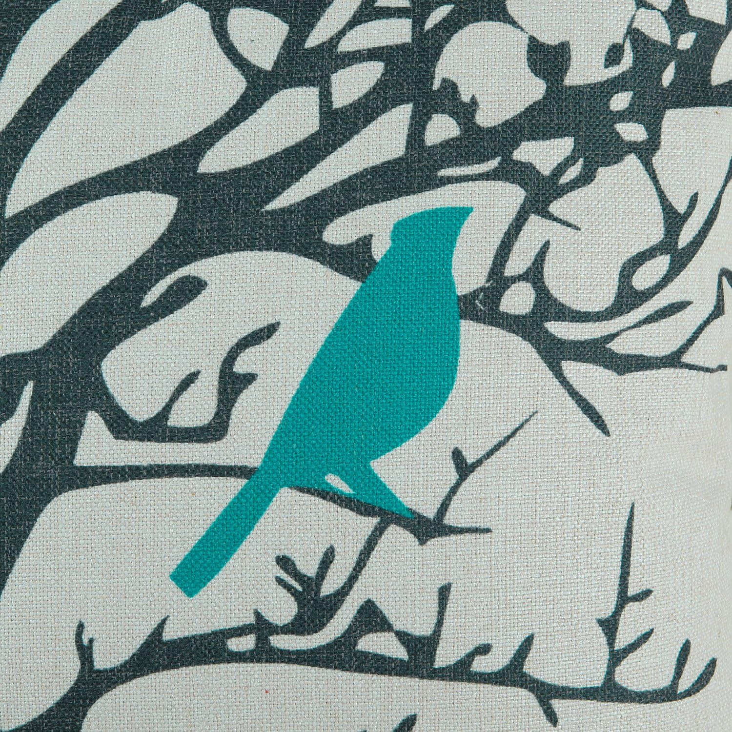 CaliTime Canvas Throw Pillow Cover Case for Couch Sofa Home Decoration Cute Bird Tree Branches Silhouette 18 X 18 Inches Teal Black
