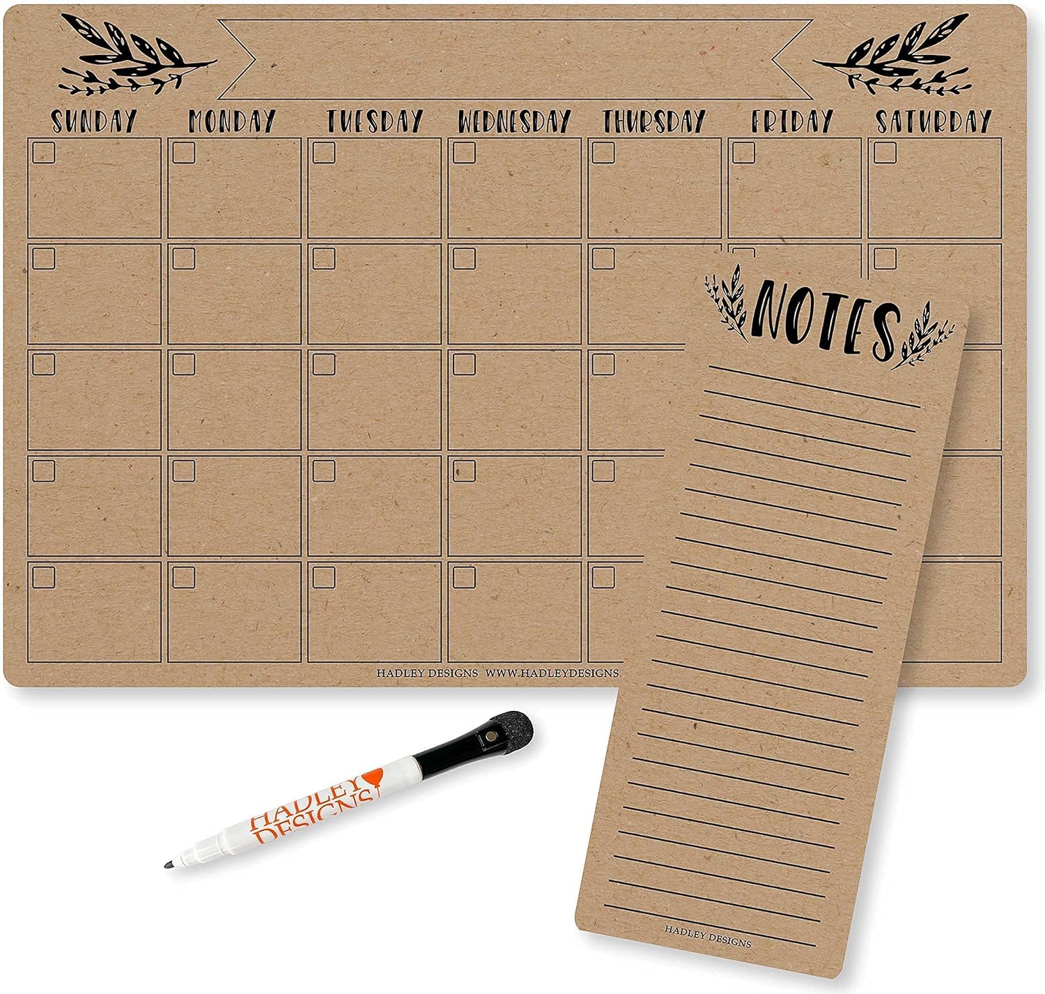 Kraft Magnetic Dry Erase Calendar for Fridge and Magnetic Meal Planner for Refrigerator Set, Weekly Whiteboard Calendar for Wall, Monthly Calendar Dry Erase Board and Meal Planning Magnet for Fridge : Office Products