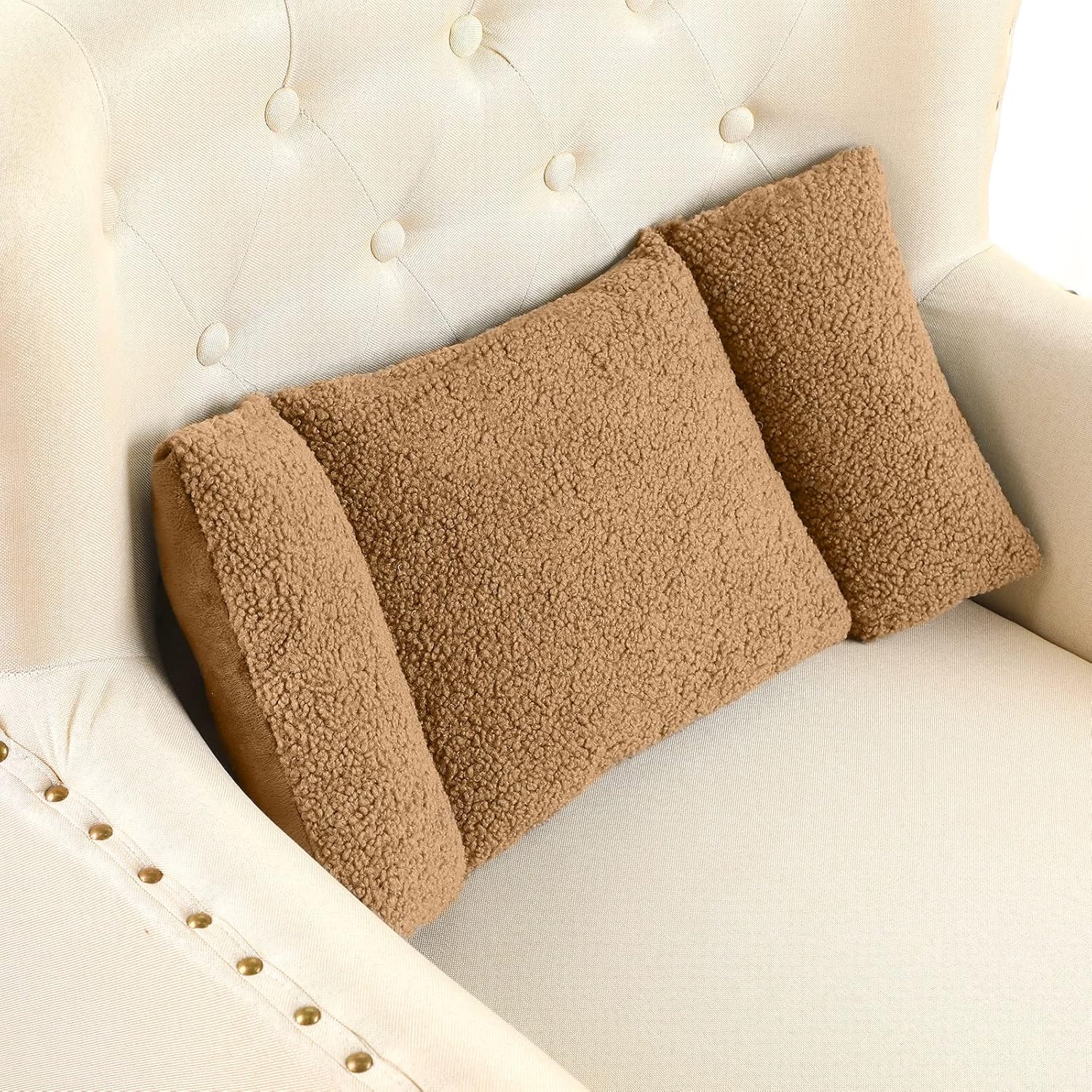 2 Pcs Fleece Lumbar Back Support Pillow 3 Section Lumbar