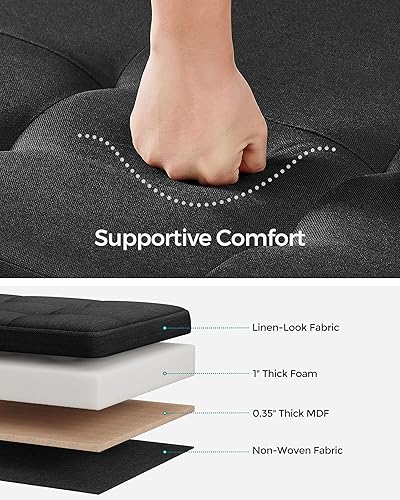 Miniatura 4 de SONGMICS Banco otomano de almacenamiento, reposapiés plegable con patas, 15 x 43 x 15.7 pulgadas, banco de extremo de cama, baúl de almacenamiento,