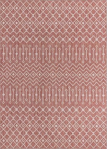 Vista 730 de Unique Loom Alfombra Colección enrejado Marroquí Celosía Transicional Interior y Exterior, Polipropileno Gris carbón/natural