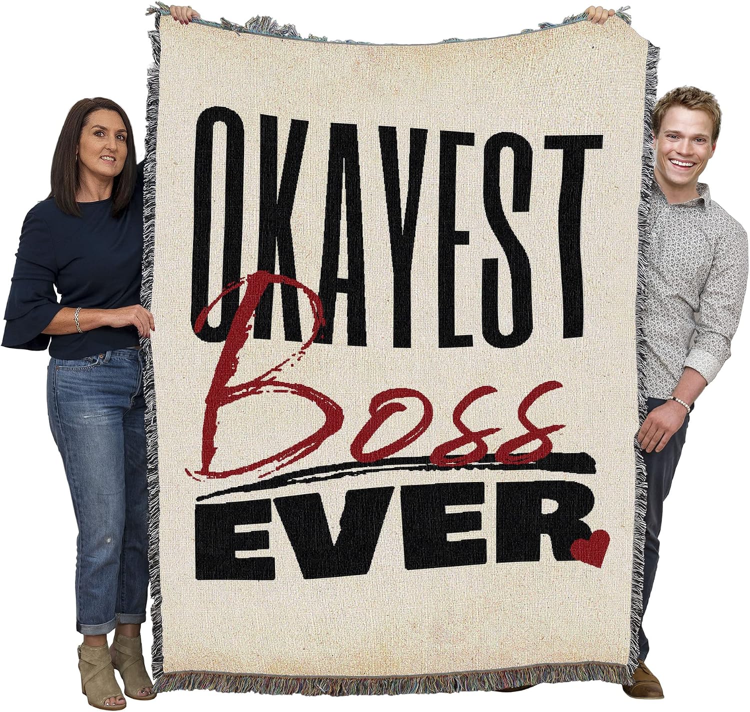 Pure Country Weavers Okayest Boss Ever Blanket - Gift Tapestry Throw Woven from Cotton - Made in the USA (72x54)