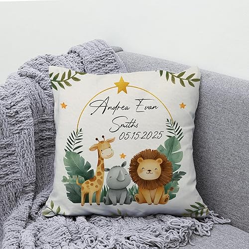 Vista 11 de Hyturtle Almohada personalizada con anuncio de nacimiento para niños (inserto incluido), regalo para bebé niño, almohada de estadísticas