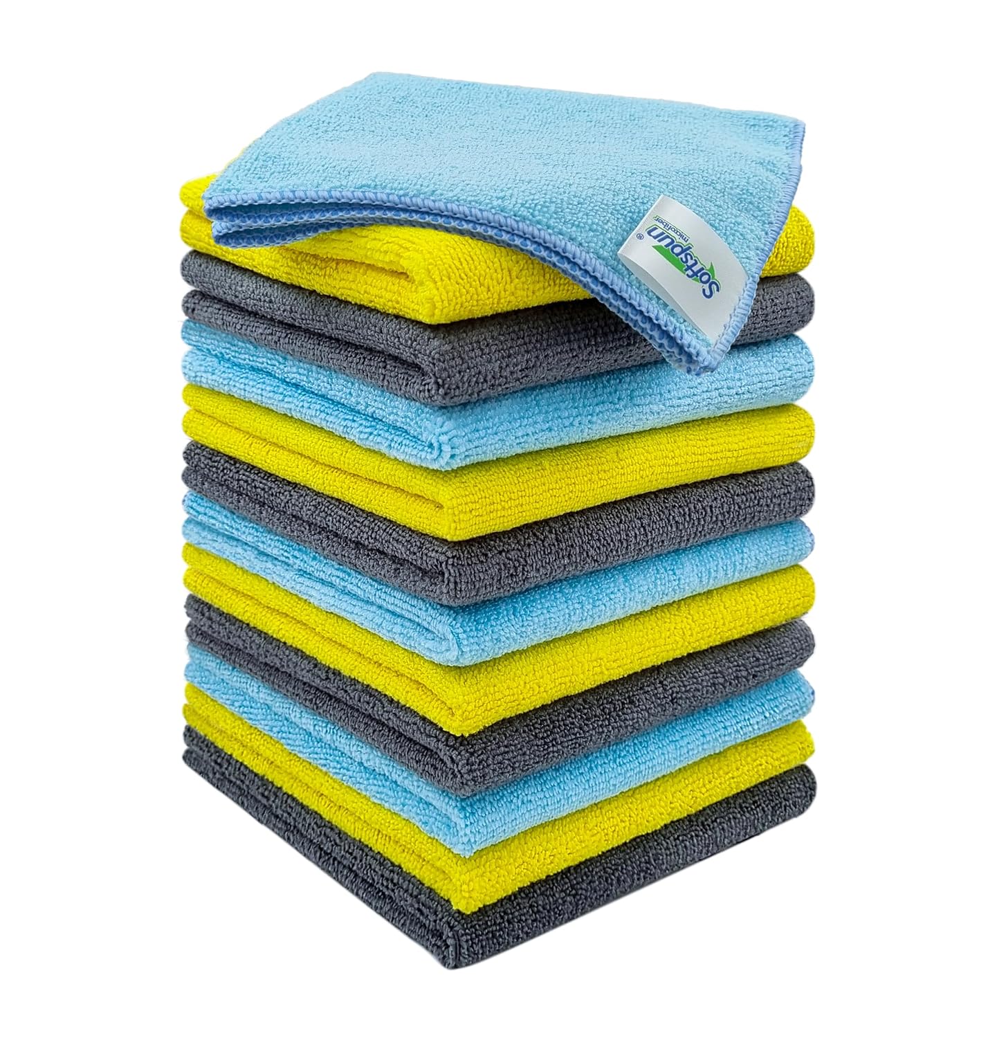 SOFTSPUN Microfiber Cleaning Cloths, 12pcs 30x30cms 220 GSM Multi-Colour! Highly Absorbent Lint and Streak Free Multi -Purpose Wash Cloth for Kitchen Window Stainless Steel Silverware. SOFTSPUN Microfiber Cleaning Cloths, 12pcs 30x30cms 220 GSM Multi-Colour! Highly Absorbent Lint and Streak Free Multi -Purpose Wash Cloth for Kitchen Window Stainless Steel Silverware.