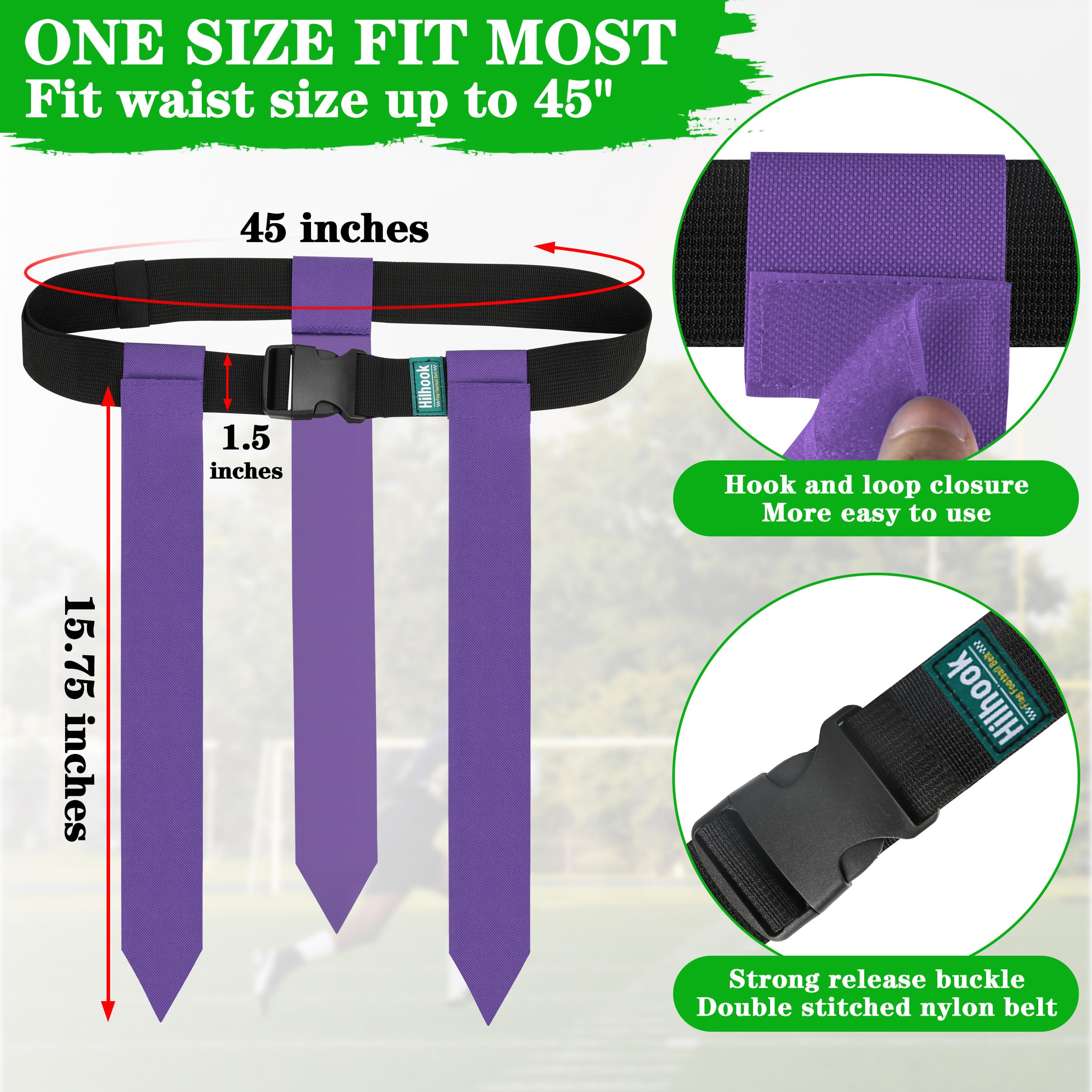 Set di cinture da calcio per 14 giocatori, con 42 bandiere, per allenamento di bambini, ragazzi e adulti (rosso e viola), rosso e viola, 114 cm