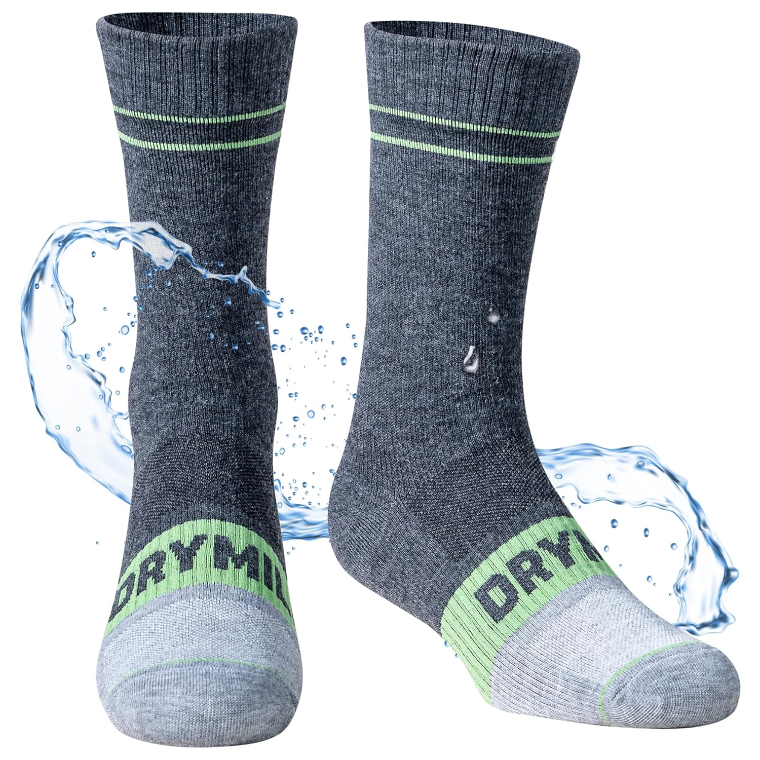 DRYMILE Mountain Waterproof Wool Socks Breathable Cushioned Hiking Skiing Camping and All Winter Activities Crew