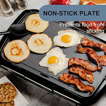 OVENTE Electric Double Burner 1700W Cooktop with 6 and 5.75 Coil Hot Plates and Electric Griddle with 16 x 10 Inch Flat Non-Stick Cooking Surface, Black
