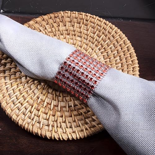 Miniatura 4 de 120 servilleteros rojos, servilleteros a granel, servilleteros de diamantes de imitación para grandes eventos, decoración de mesa, boda, fiesta,