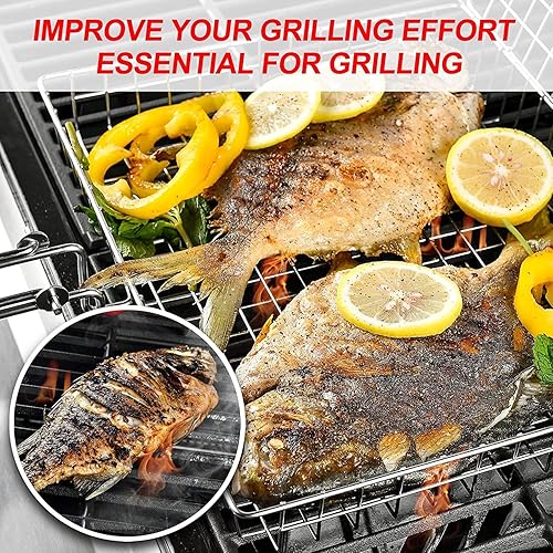 Miniatura 2 de Cesta para barbacoa - Cesta para parrilla de pescado y estante - Accesorios para exteriores