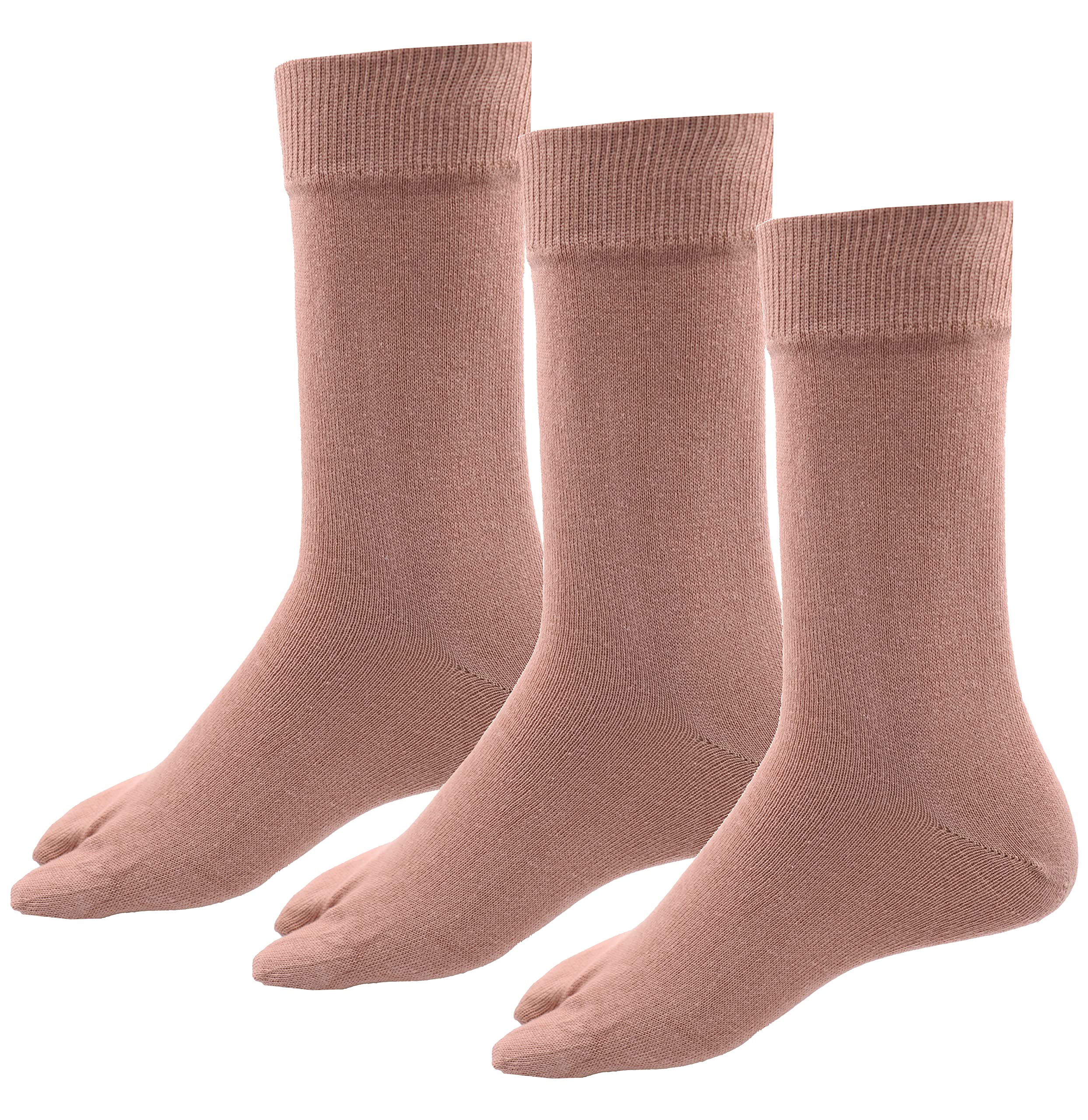 Women Calf Length Skin Color Solid Thumb Cotton Socks (Pack of 3 Pairs)-image-36