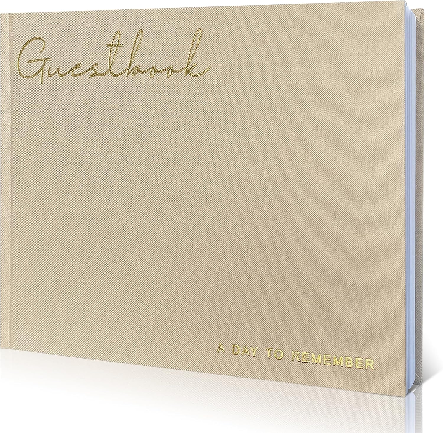Elegant Linen Wedding Guset Book for Reception, Wedding Guest Book Alternative, Baby Shower, Bridal Shower and Special Events - 50 Blank + 50 Line Pages