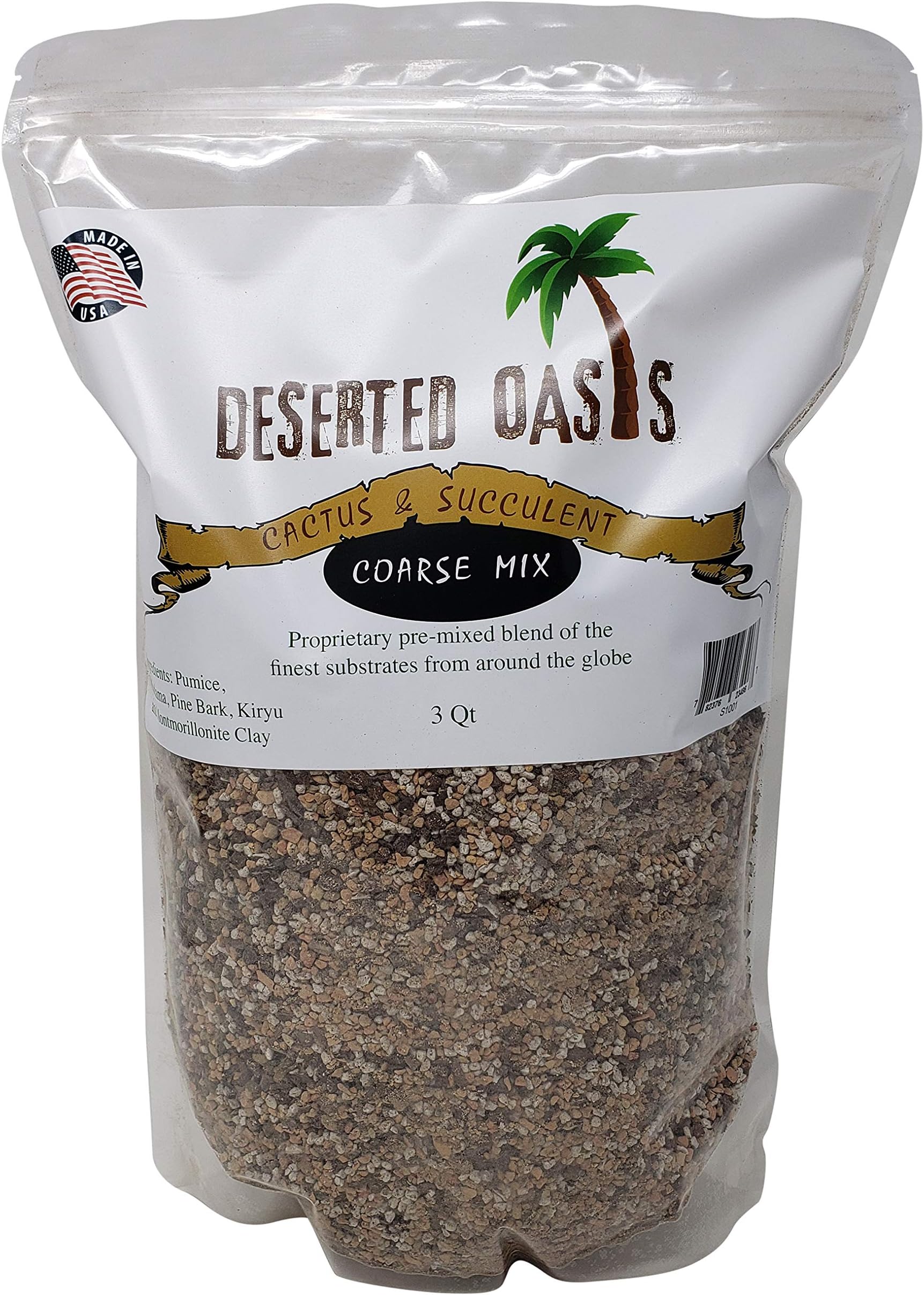 Premium Cactus & Succulent Coarse Soil Mix - Substrate Based - Fast Draining. (3 Quart)
