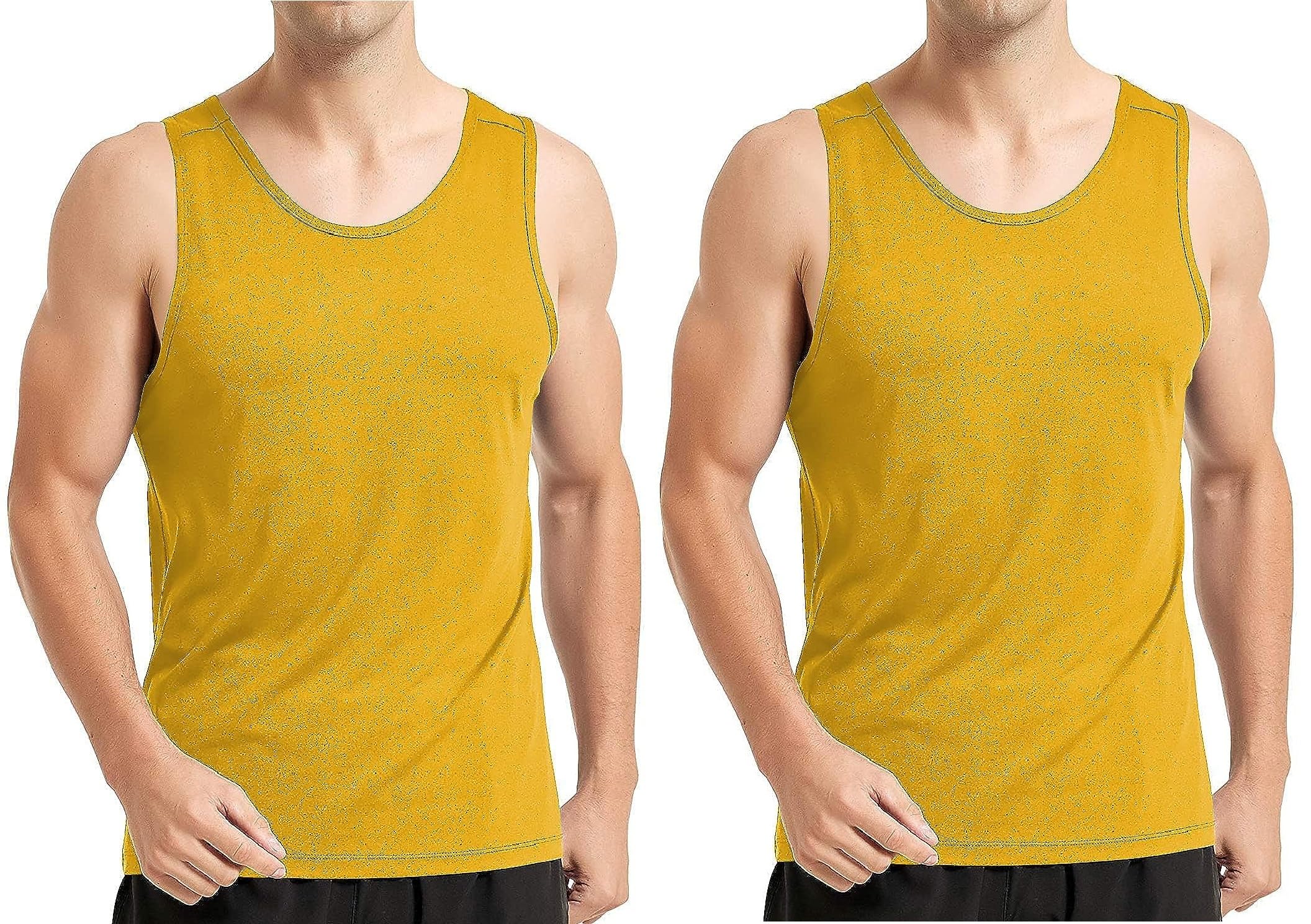 Gym Vest for Men & Boys Sports Running Cotton Sleeveless Vest/Baniyan Modern Fit Solid Inner wear in Mustard Color Pack of 2-image-42