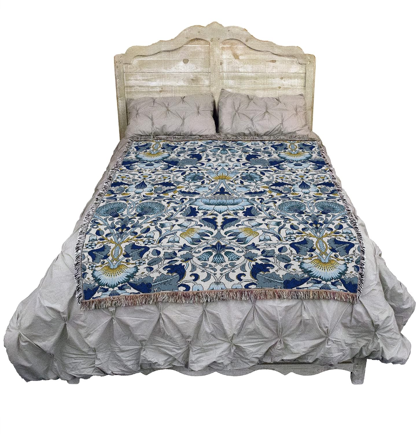 Pure Country Weavers William Morris Lodden Cornflower Blanket - Arts & Crafts - Gift Tapestry Throw Woven from Cotton - Made in the USA (72x54)