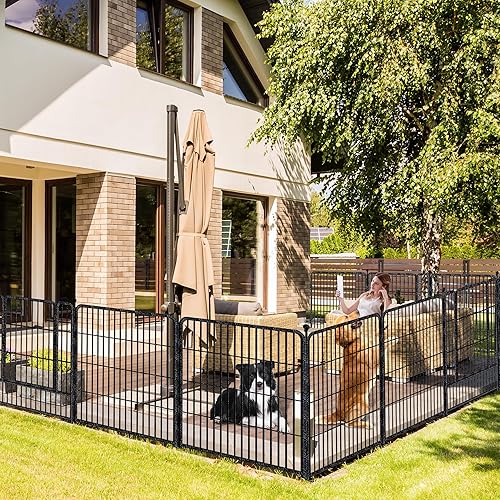 Miniatura 2 de Corralito para perros de 32 pulgadas, 16 paneles, corral para mascotas para interiores y exteriores, valla portátil temporal para perros grandes,