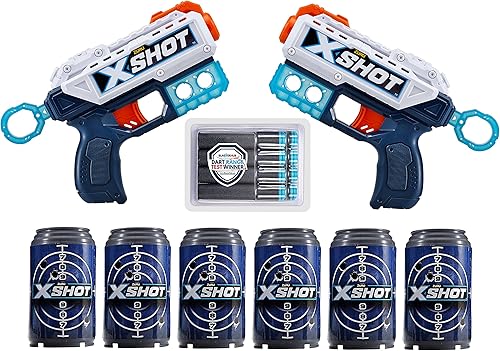 XShot ZURU Excel - Paquete combinado de dardos de espuma doble Kickback (8 dardos, 6 latas)