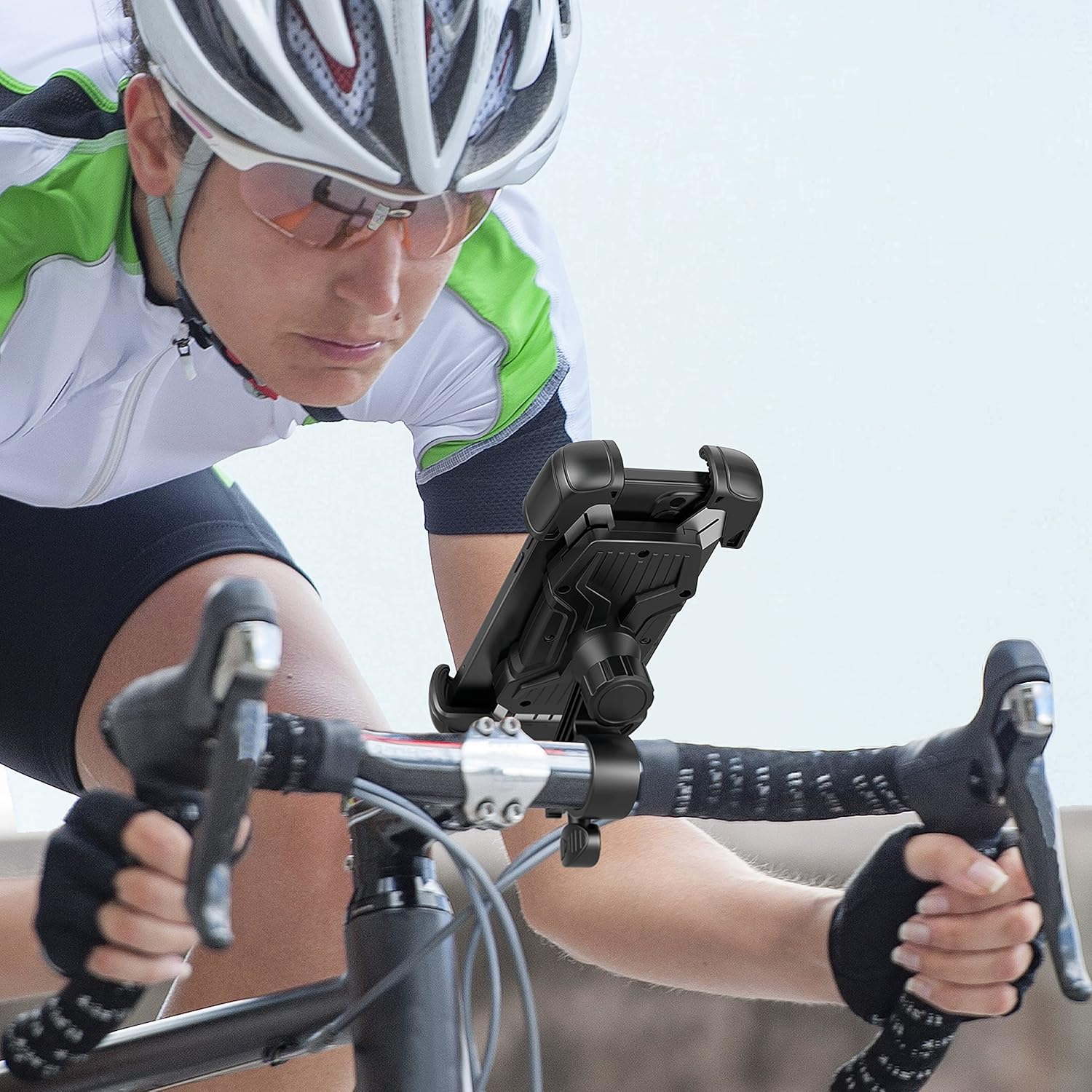 SHAWE Motorcycle Phone Mount for Bike, 【Full Protection & Super Stable】 Universal Motorcycle Bicycle Handlebar Cell Phone Holder Mount Fits All iPhone 13 Pro Max 12 11 X 8 Galaxy S21 Note20 and More : Automotive