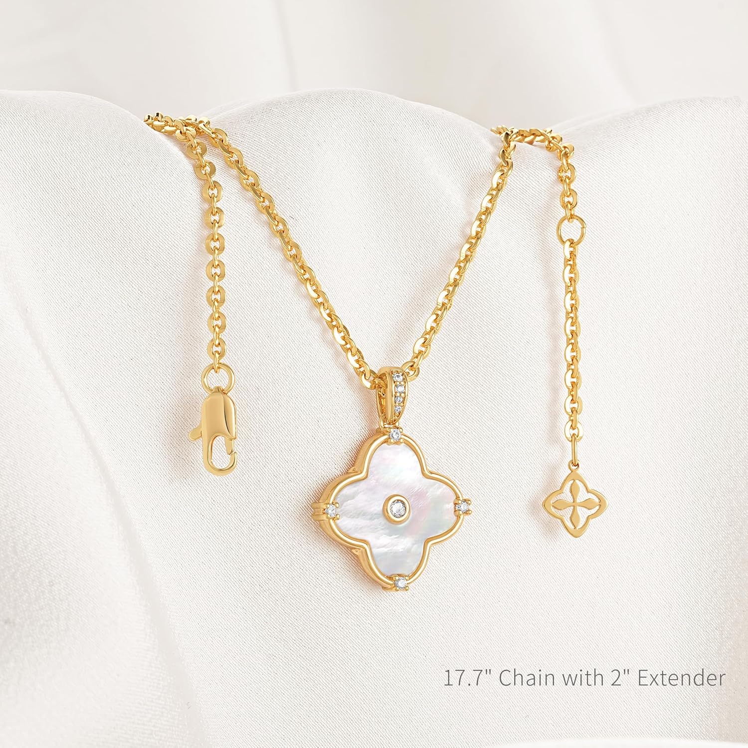 OSIANA Reversible Clover Necklace for Women 14K Gold Plated Natural Stone Four Leaf Pendant Necklaces Lucky Charm Jewelry - Image 6