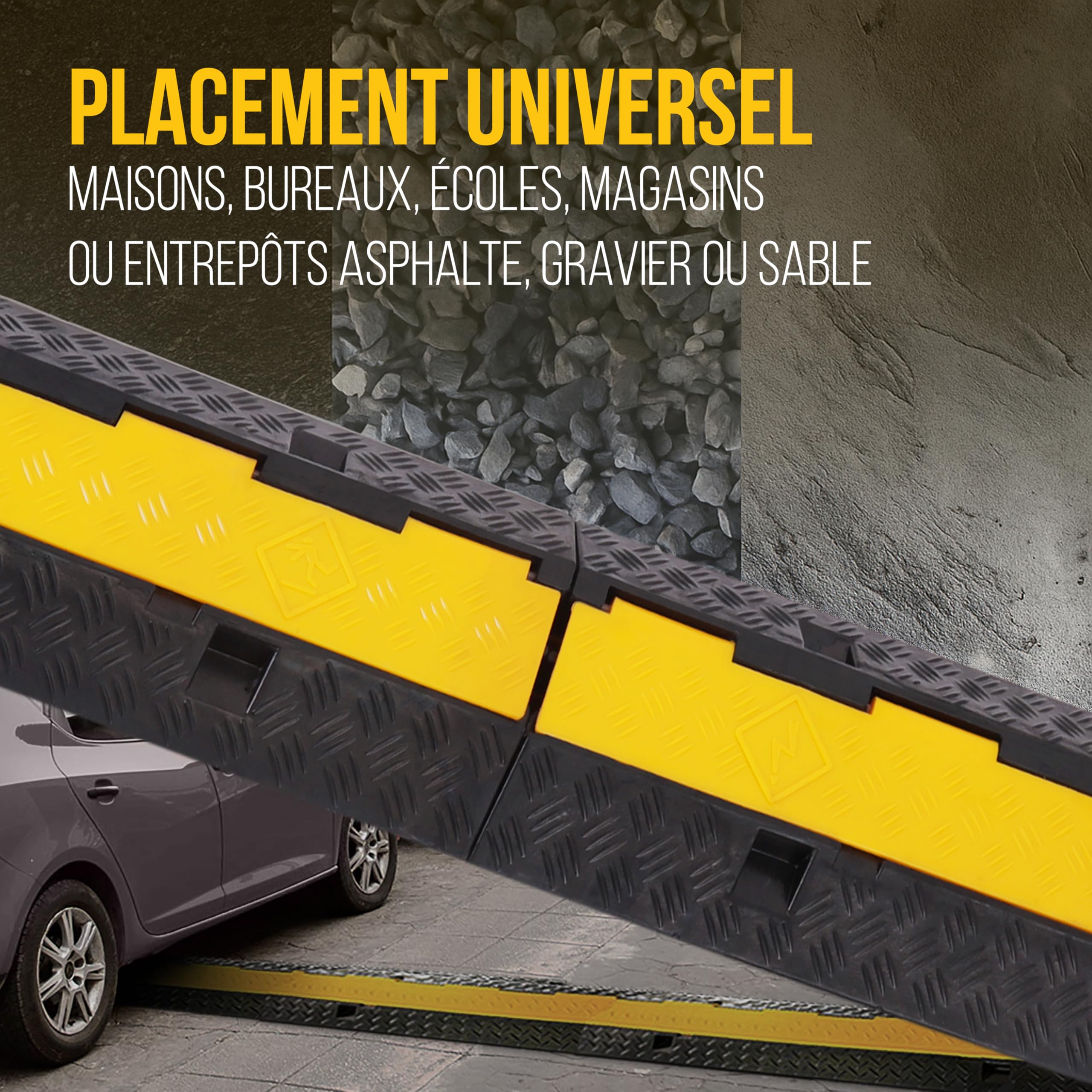 Pyle Protection de rampes pour câbles Durable - Protection pour tuyaux et câbles à Usage intensif avec Une capacité maximale de 2 000 lbs et Un Design à Canal de 2 Fentes avec Couverture Rabattable