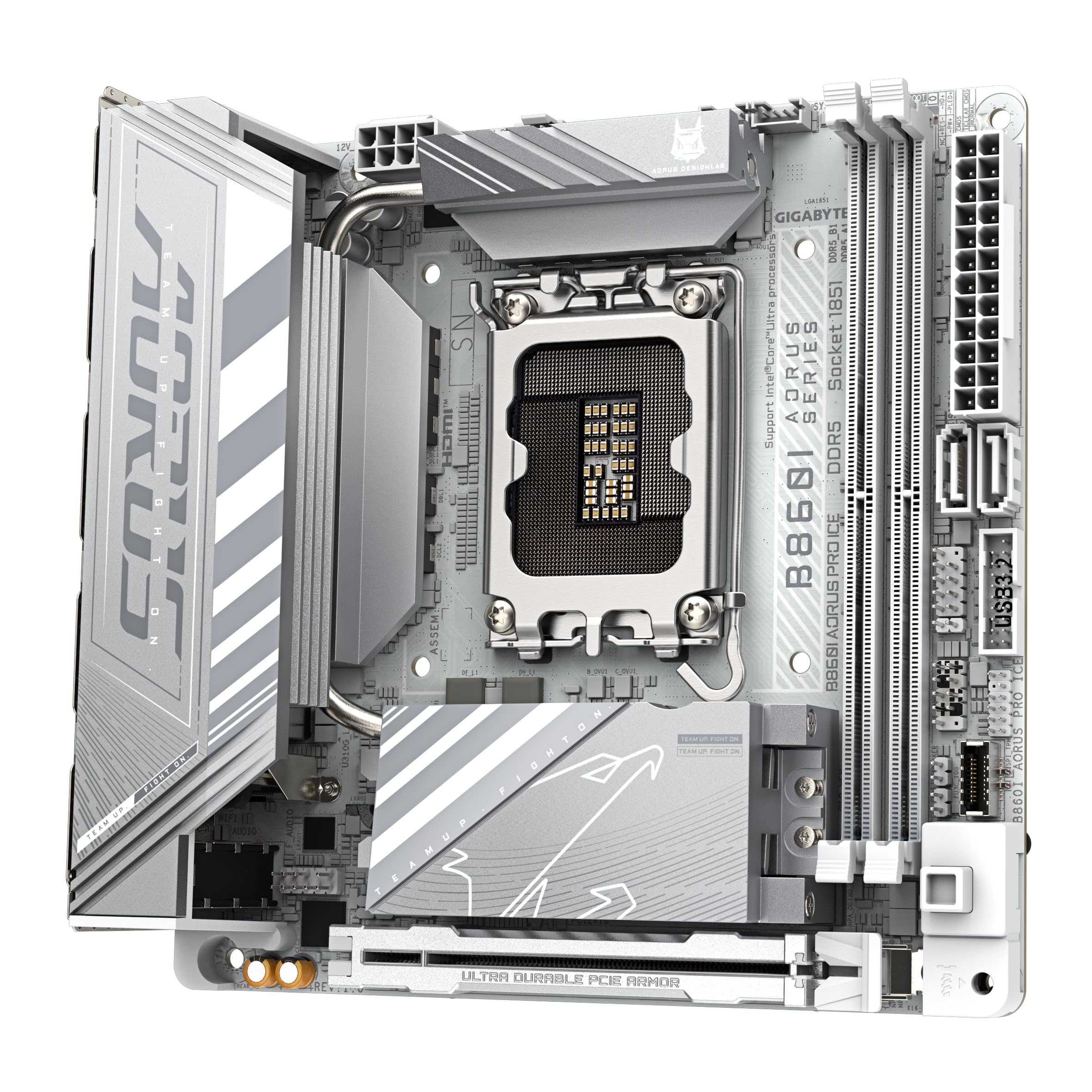 GIGABYTE Płyta główna B860I AORUS PRO ICE - Procesory z serii Intel Core Ultra, 8+1+2+1 fazy VRM, do 9200 MHz DDR5, 1 x PCIe 5.0 + 1 x PCIe 4.0 M.2, 2.5 GbE LAN, WIFI 7, Thunderbolt 4
