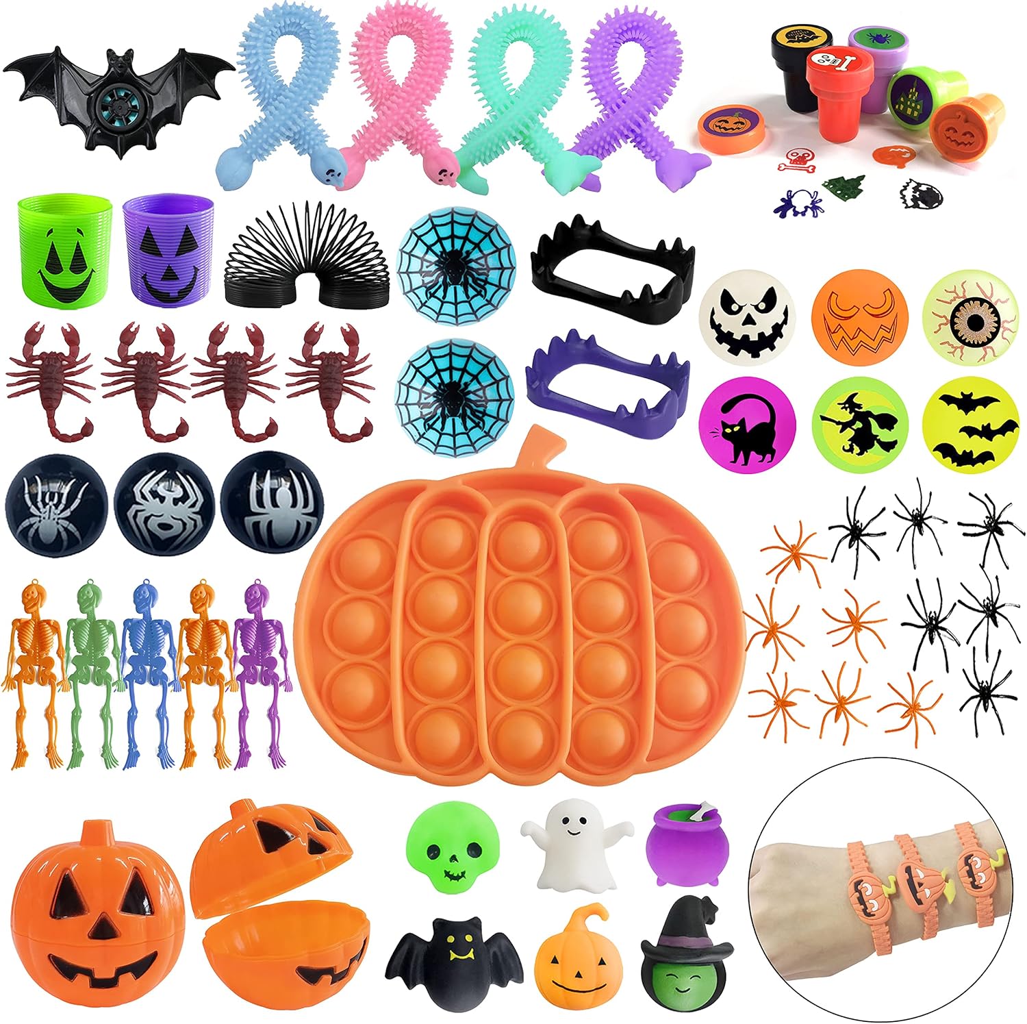 58 Pack Halloween Sensory Pop Packs Simple Mini Pop Dimple Toys for kids Halloween Party Favors,Trick or Treat,Halloween Miniatures,Halloween Goodie Bags