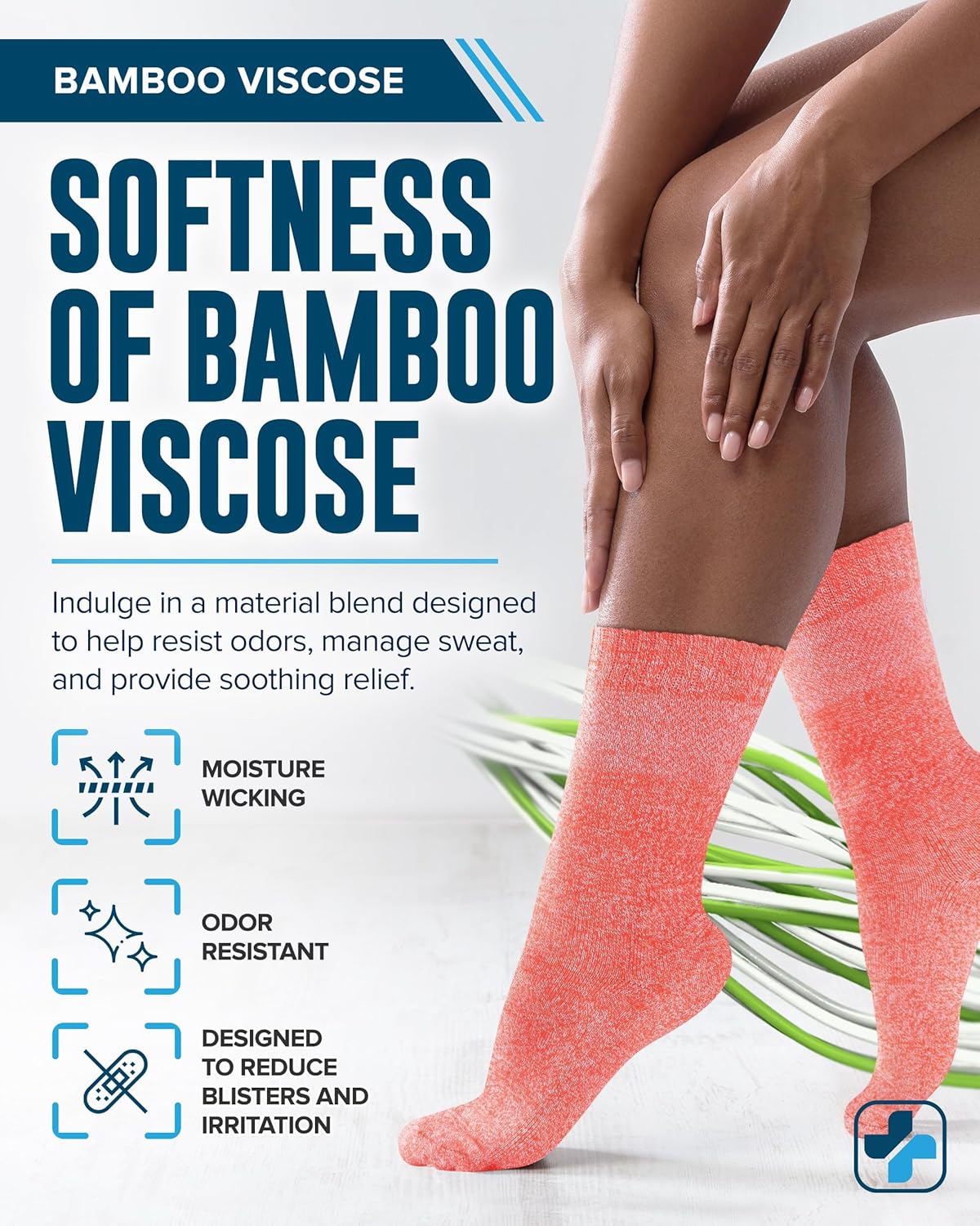 Doctor's Select Bamboo Viscose Diabetic Socks Women - 4 Pairs Crew Womens Diabetic Socks Size 6-9 - Image 4