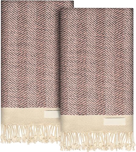 Miniatura 12 de Toallas de mano – Juego de 2 18" x 30" – Toalla de mano turca decorativa para baño, cocina, invitados, cara, cabello, té, paño de cocina
