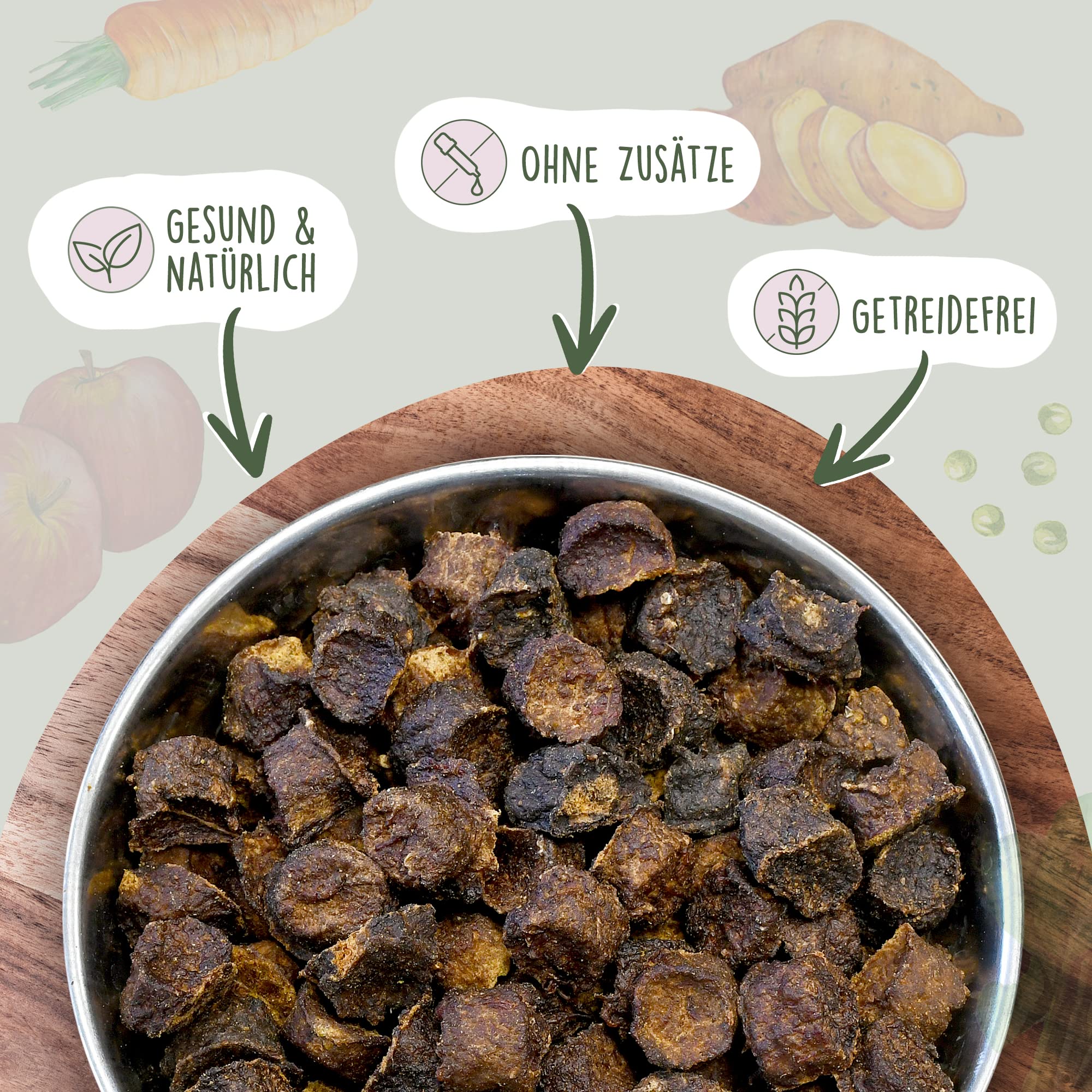 Fidelis - Menù di cavallo essiccato per cani 1 kg – cibo per cani di alta qualità secco con 80% di carne, verdura e frutta – Cibo secco contenente proteine cane essiccato delicatamente – Senza