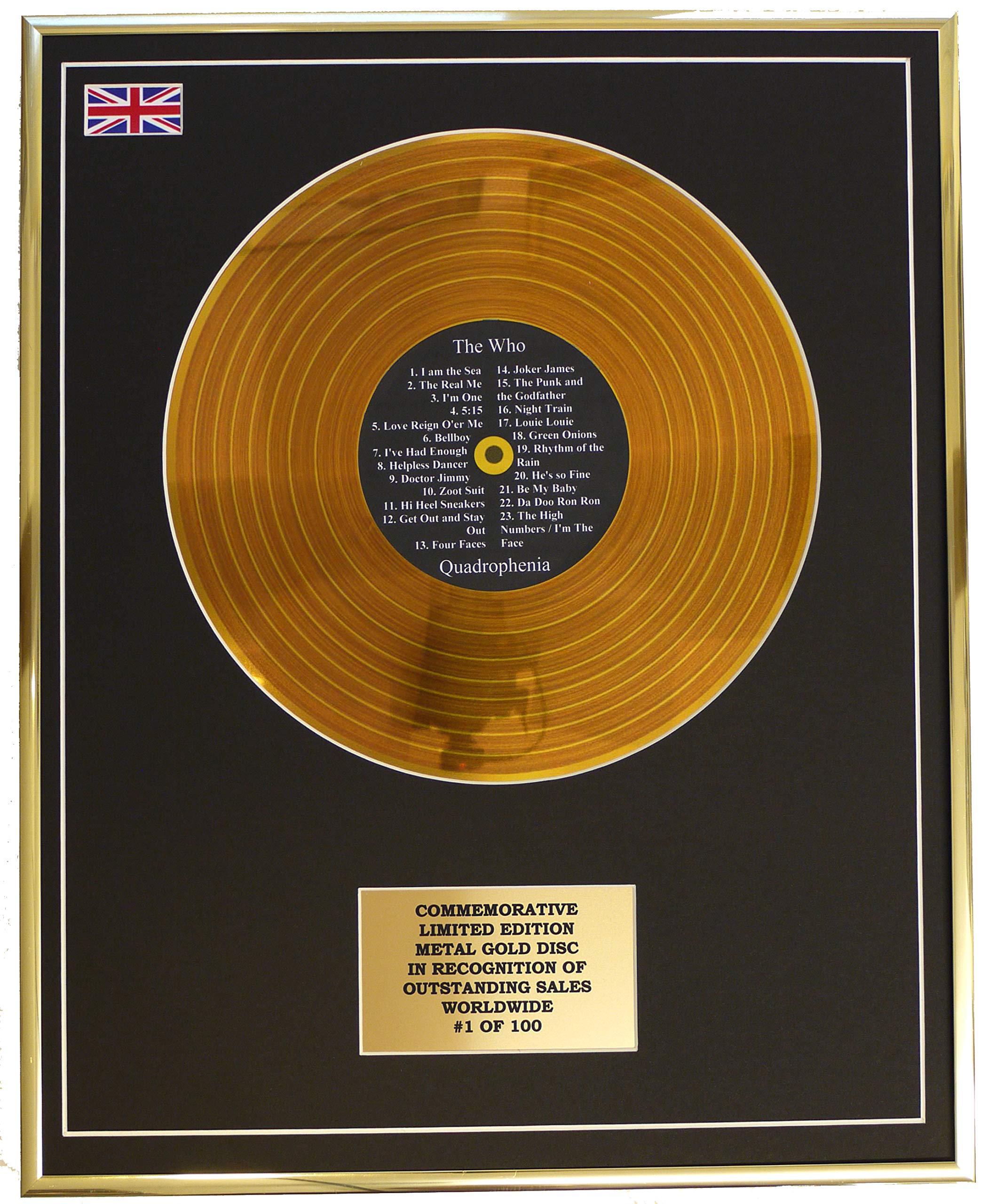 Limited Edition Metal Gold Disc Gold The Who - Quadrophenia Metal Record Display Commemorative Ltd Edition