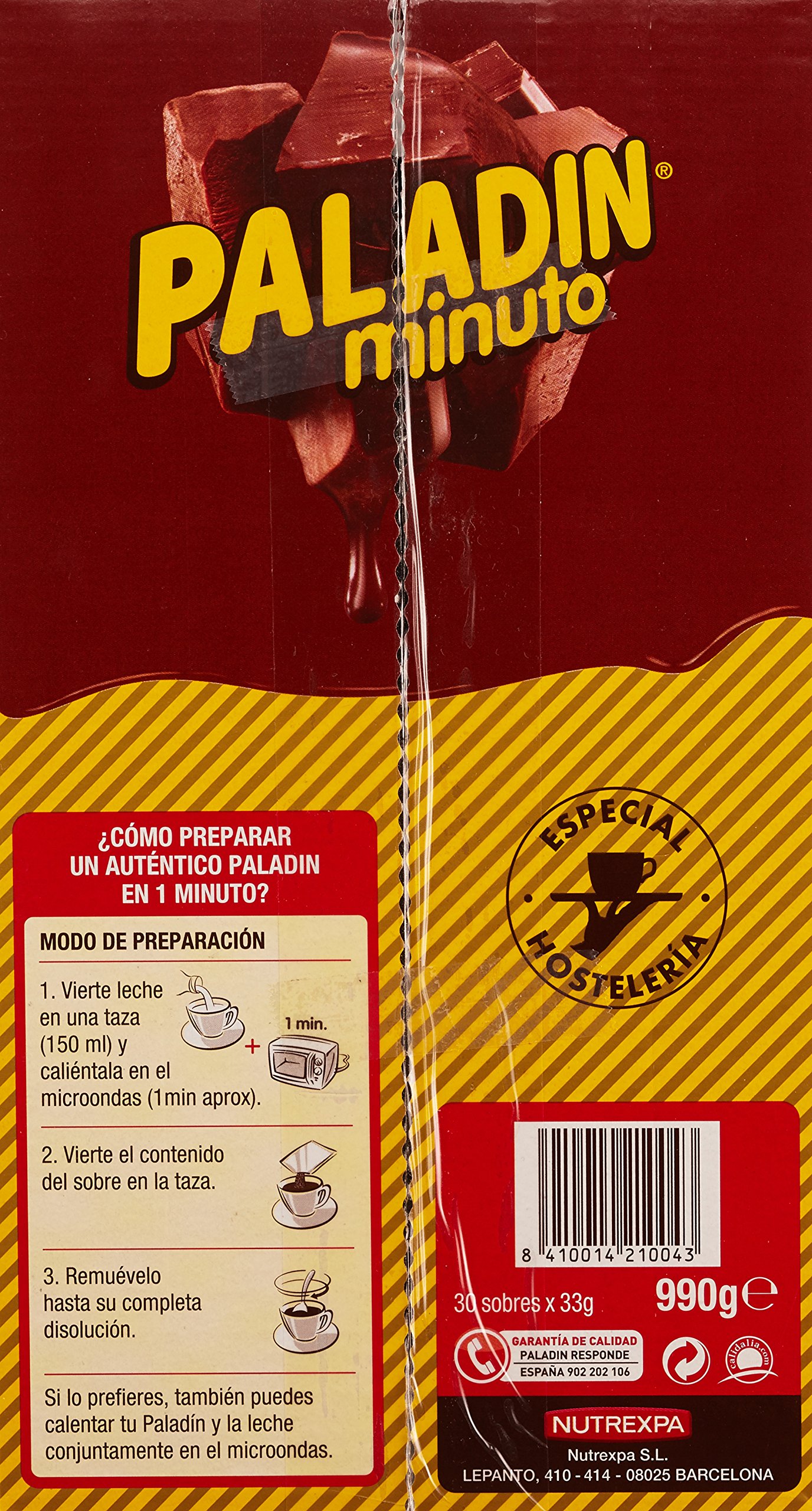 Paladin Chocolate Instante - Paquete de 30 x 33 gr - Total: 990 gr