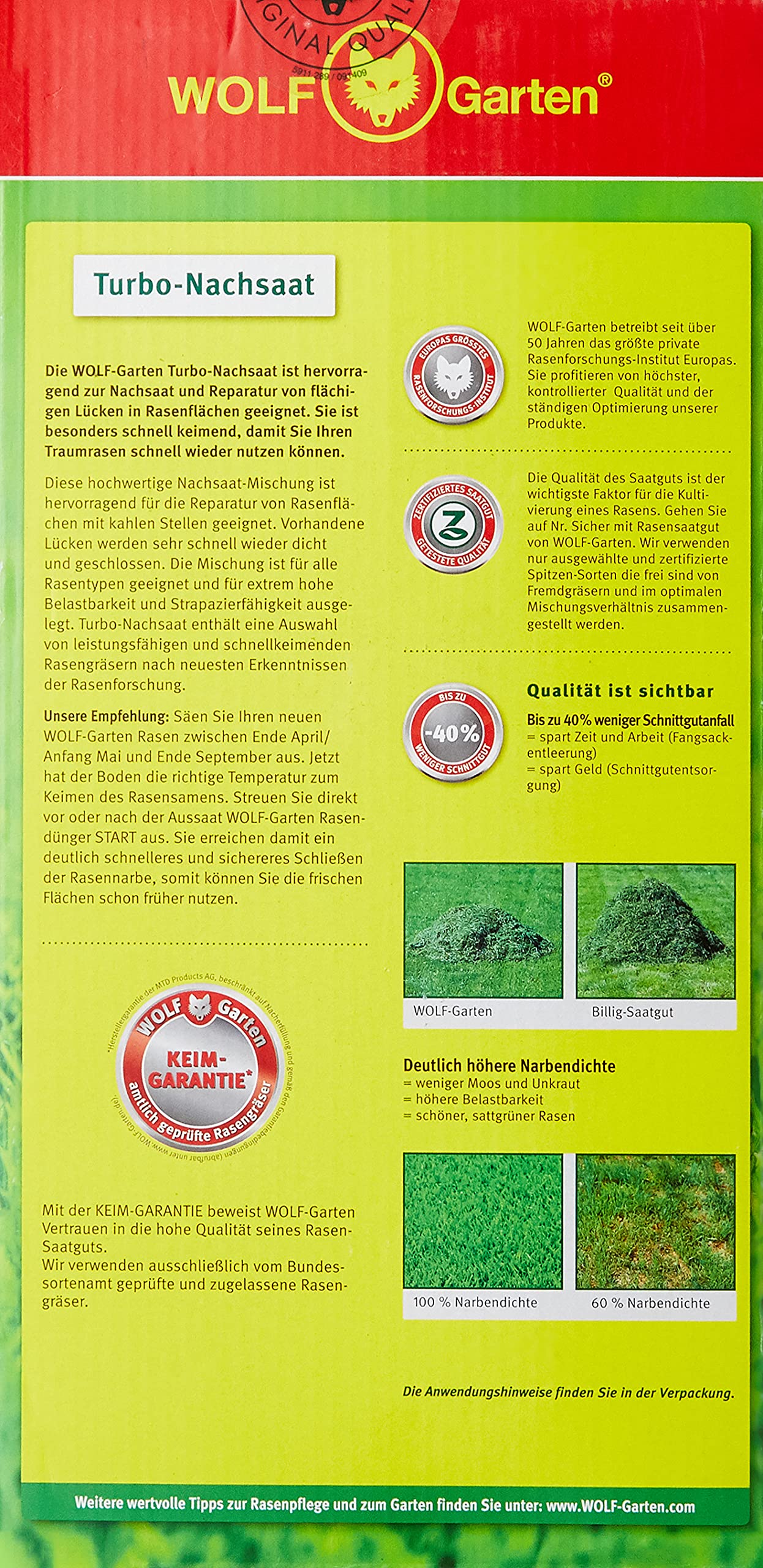 WOLF-Garten - Sport- und Spiel-Rasen, 125 m²; 3825020 & Turbo-Nachsaat LR 50; 3826030