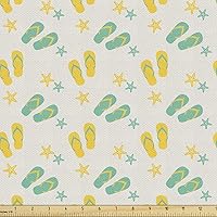 Vista 15 de Ambesonne Tela de Mariposas por Yarda, Patrones de Mariposas Estacionales Alegres Selva Tropical Naturaleza Salvaje Ilustración, Tela Decorativa