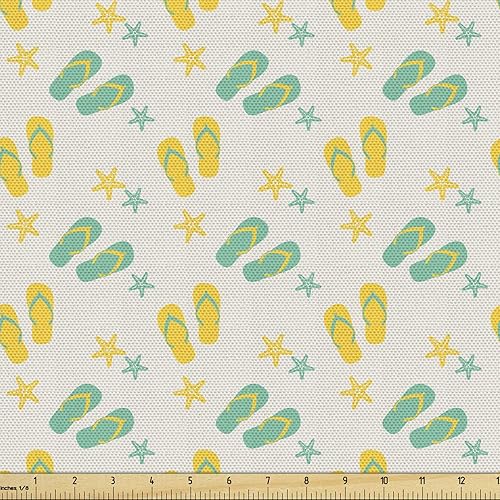 Miniatura 15 de Ambesonne Tela de Mariposas por Yarda, Patrones de Mariposas Estacionales Alegres Selva Tropical Naturaleza Salvaje Ilustración, Tela Decorativa