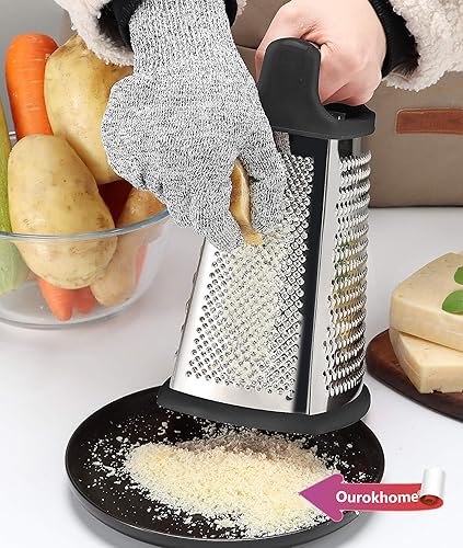 Miniatura 4 de Ourokhome Rallador de caja con recipiente y picador de alimentos para queso, verduras, ajo, cebolla