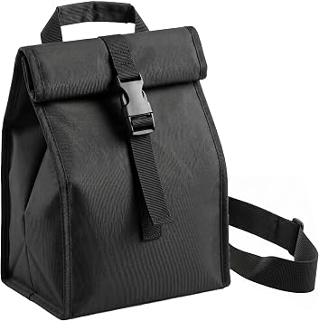 ZM-YOUTOO Insulated Foldable Lunch Bag- Lightweight Portable with Adjustable Shoulder Strap Lunch Box for Men, Women, Office, Work, Picnic, Hiking and Beach BlackHard Fabric
