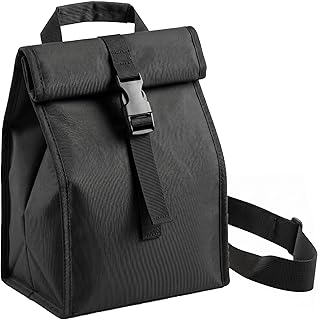 ZM-YOUTOO Insulated Foldable Lunch Bag With Ajustable Strap- Lightweight Portable Lunch Box for Men, Women, Office, Work, Picnic, Hiking and Beach (Black(Hard Fabric))