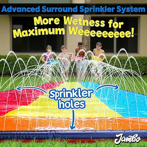 Miniatura 3 de Jambo Triple Lane Slip Splash y tobogán para patios traseros (modelo antiguo) con 3 tablas de bodyboards  Tobogán acuático para patio trasero,