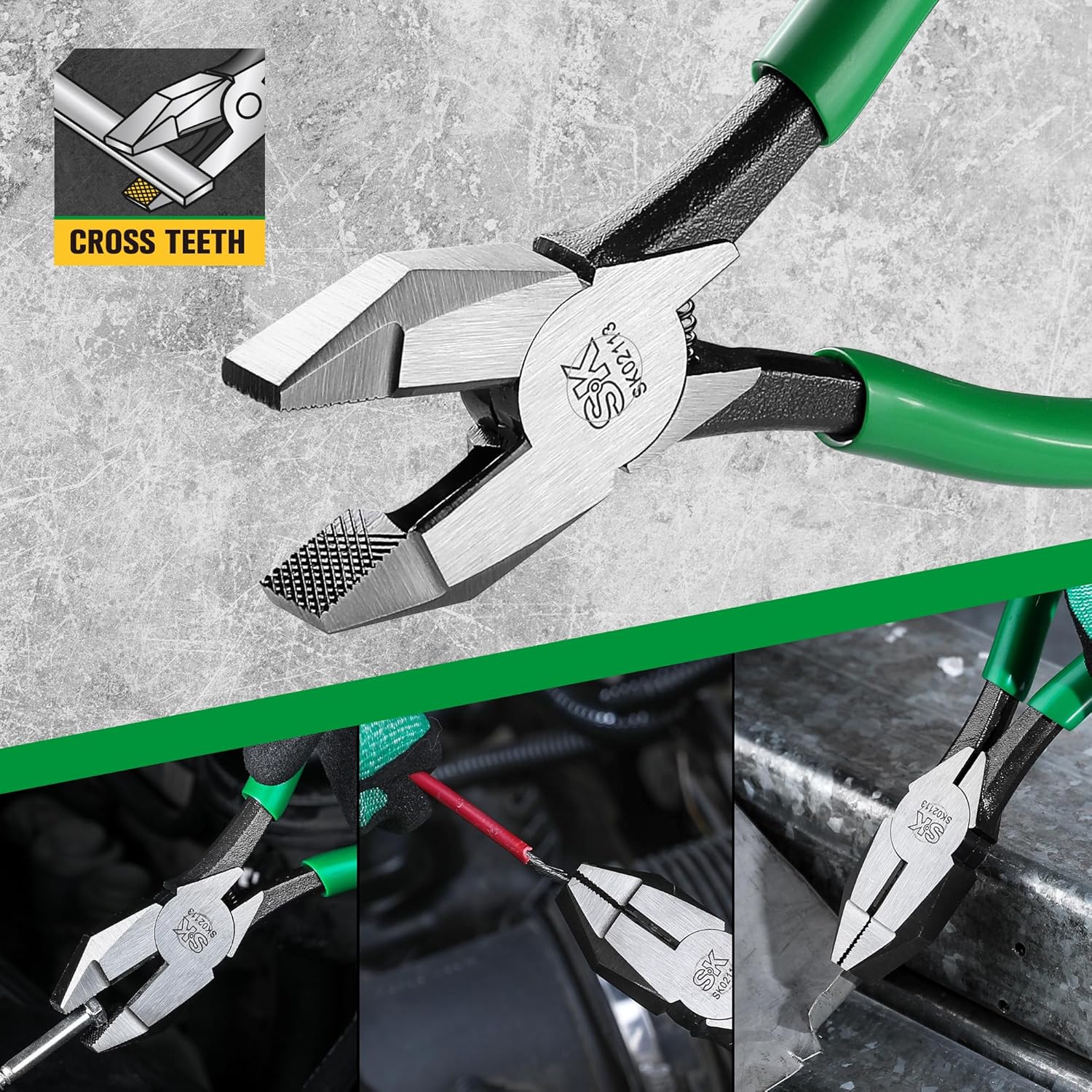 SK 2-Piece Pliers Set, 9-Inch Ironworker's Pliers & Angled Diagonal Plier, Premium CR-V Construction, Side Cutters with Hook Bend Handle
