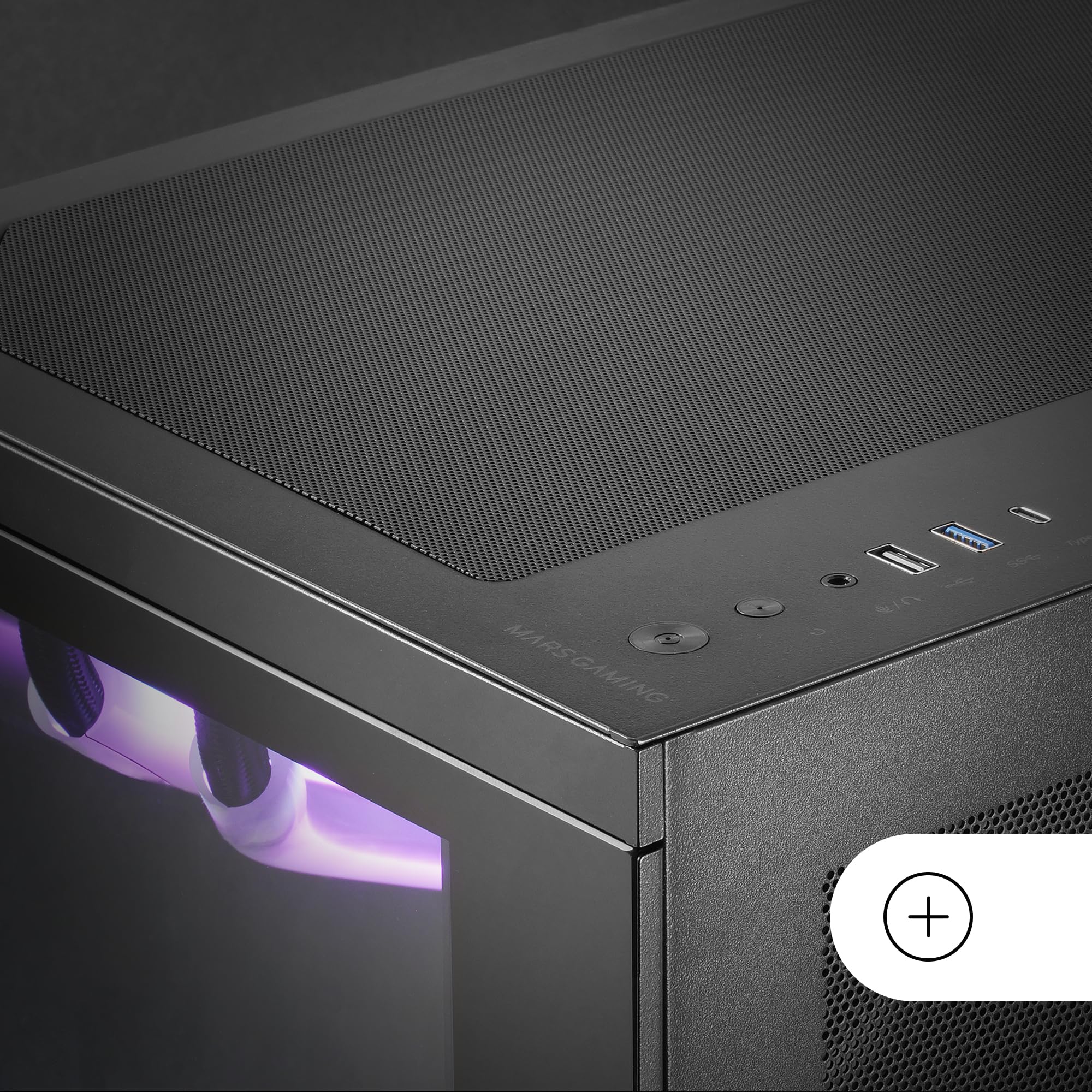 Mars Gaming MC-3TCORE, Custom ATX Gaming Gehäuse, Abnehmbares Fenster aus Dreifachglas, Dual-Kamera, Reverse Connector Backplane Kompatibler Semitower, Unterstützung für Flüssigkeitskühlung, Schwarz
