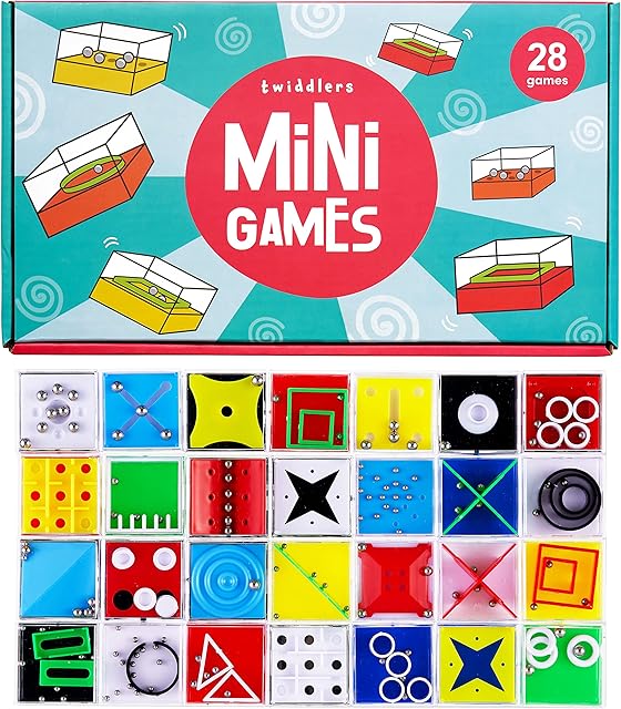 The Twiddlers - 28 Pack Mini Maze Puzzle Cube Game Brain Teaser for Party Bag Favours & Stocking Filler - 2cm x 4cm
