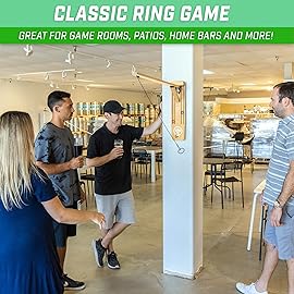 GoSports Hook 21 Wall Mounted Ring Swing Game with Foldable Arm - Play Indoors or Outdoors