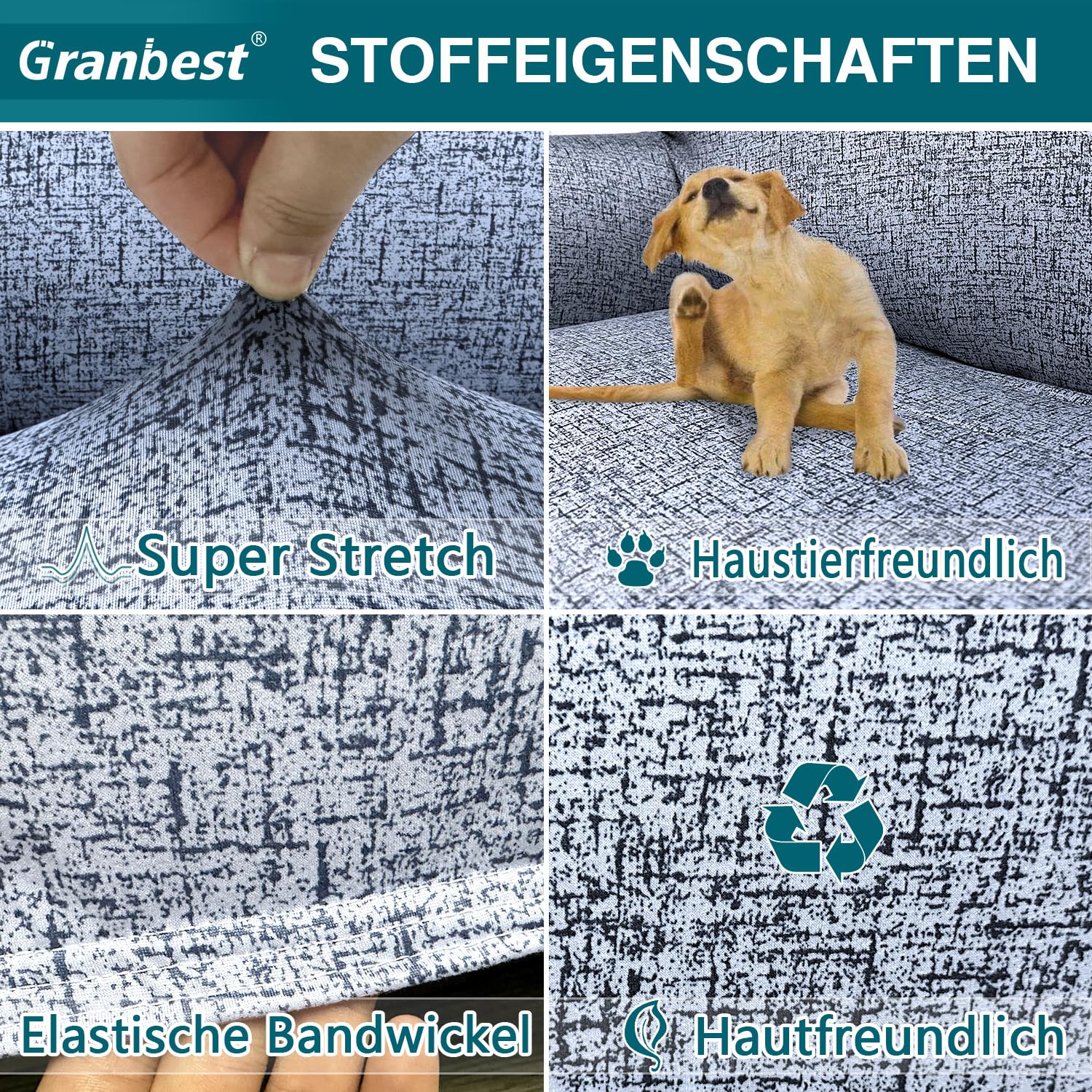 Granbest Copridivano elasticizzato in microfibra super morbida, rivestimento per poltrona per divano, in elastan, protezione per mobili (1 posto, motivo texture)
