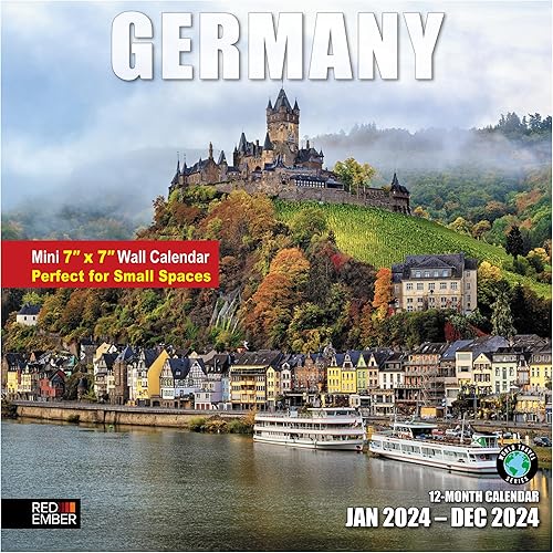 Miniatura 1 de Red Ember - Mini calendario de pared para espacios pequeños  Alemania 2024 mensual colgante mensual por Red Ember  Solo 7 x 14 pulgadas abierto