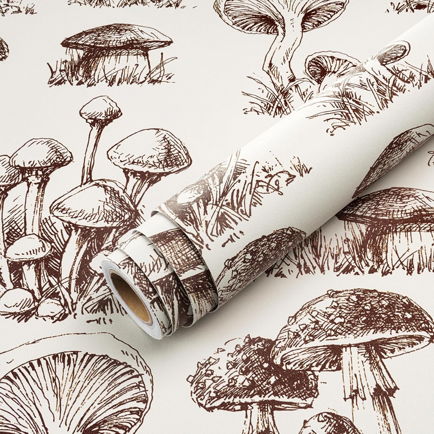 Livelynine Mushroom Wallpaper Peel and Stick Boho Famhouse Wallpaper