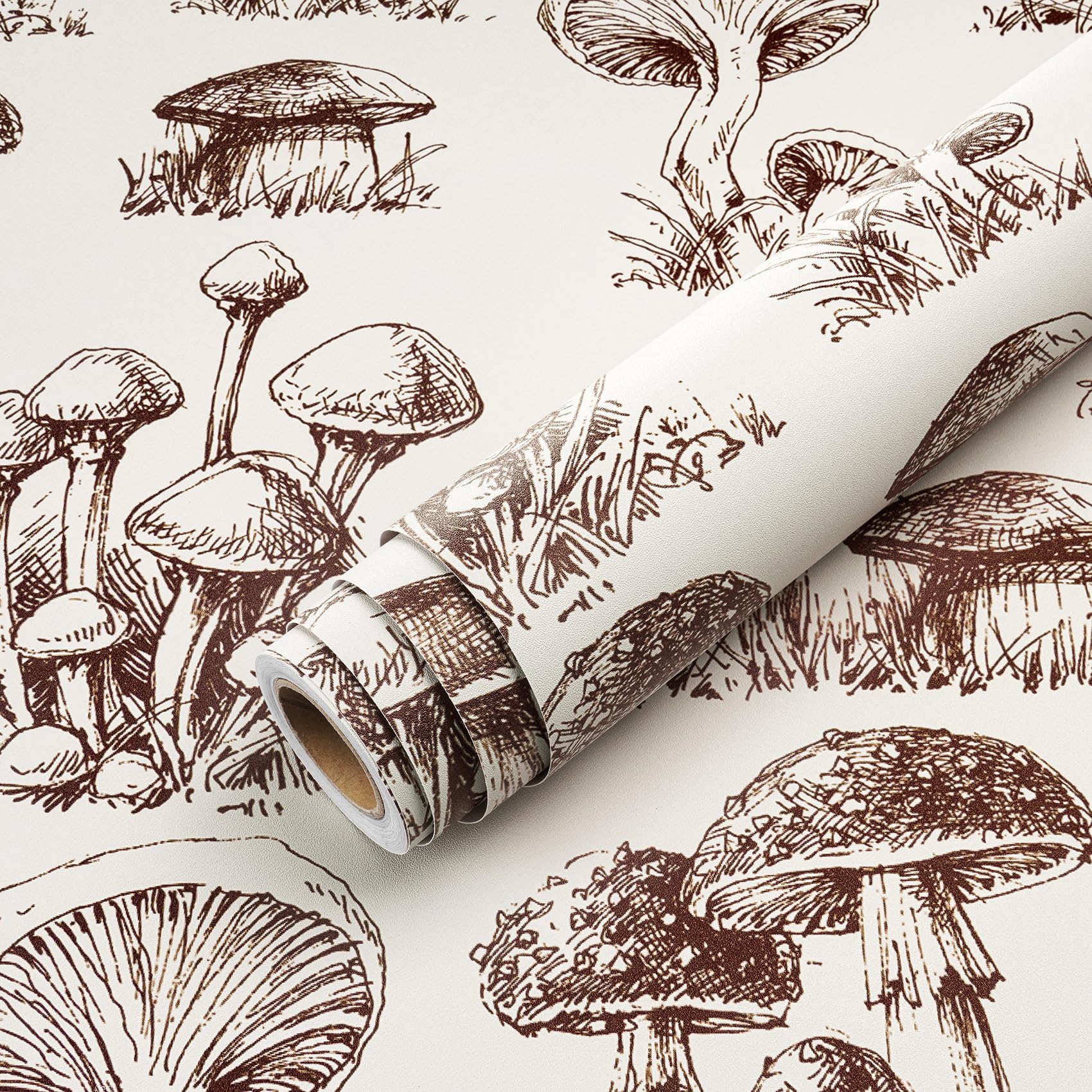 Papel pintado de hongos vinilo autoadhesivo Livelynine de 44.5x200.2 cm