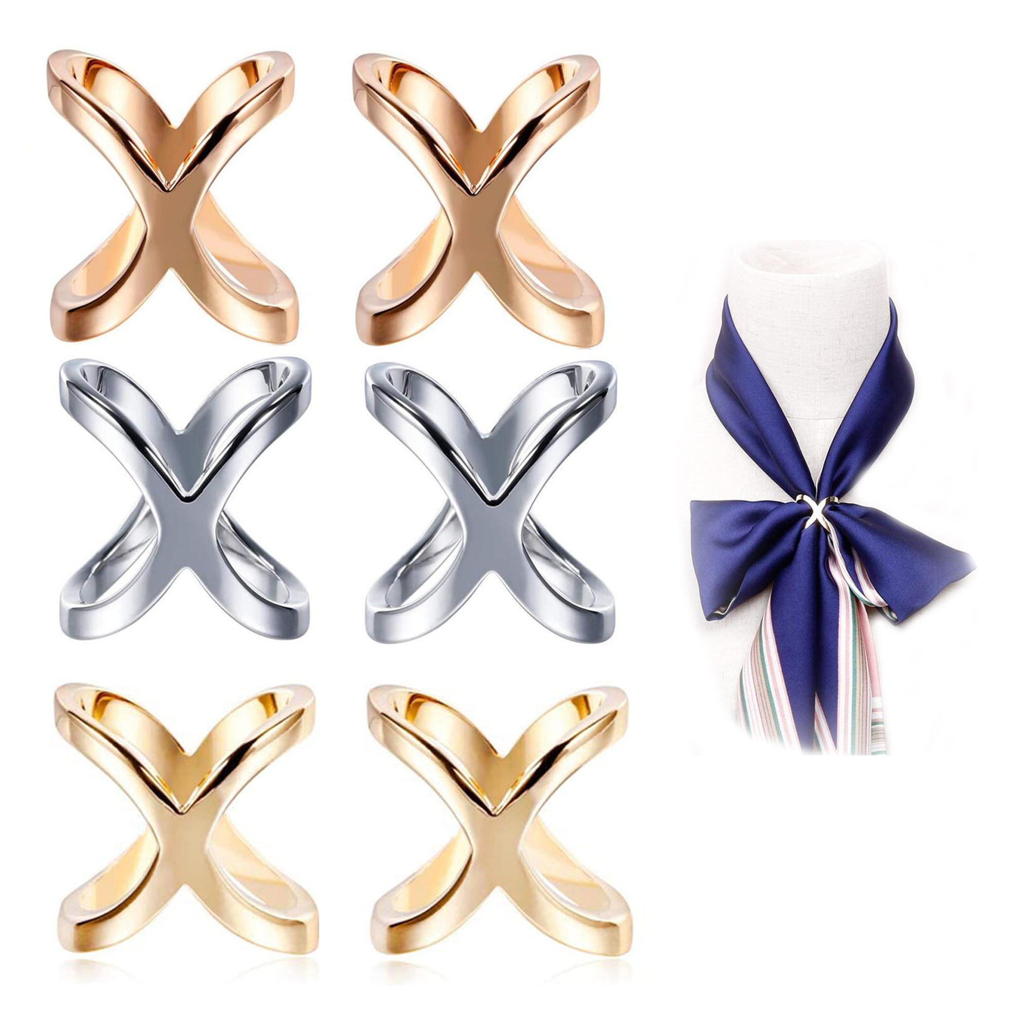Attache Foulard En Métal Doré Avec Strass - Accessoire Neuf Avec étiquettes, Sans Marque