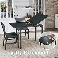 Vista 2 de Juego de mesa de comedor para 4, juego de mesa de cocina extensible con cojines y sillas, conjunto de 4, mesa de comedor rectangular con marco