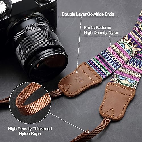 Miniatura 48 de Padwa Lifestyle Correa de cámara a rayas, de 1.5 pulgadas, suave tejido de cuerda de algodón, correa de hombro para fotógrafos y todas las cámaras