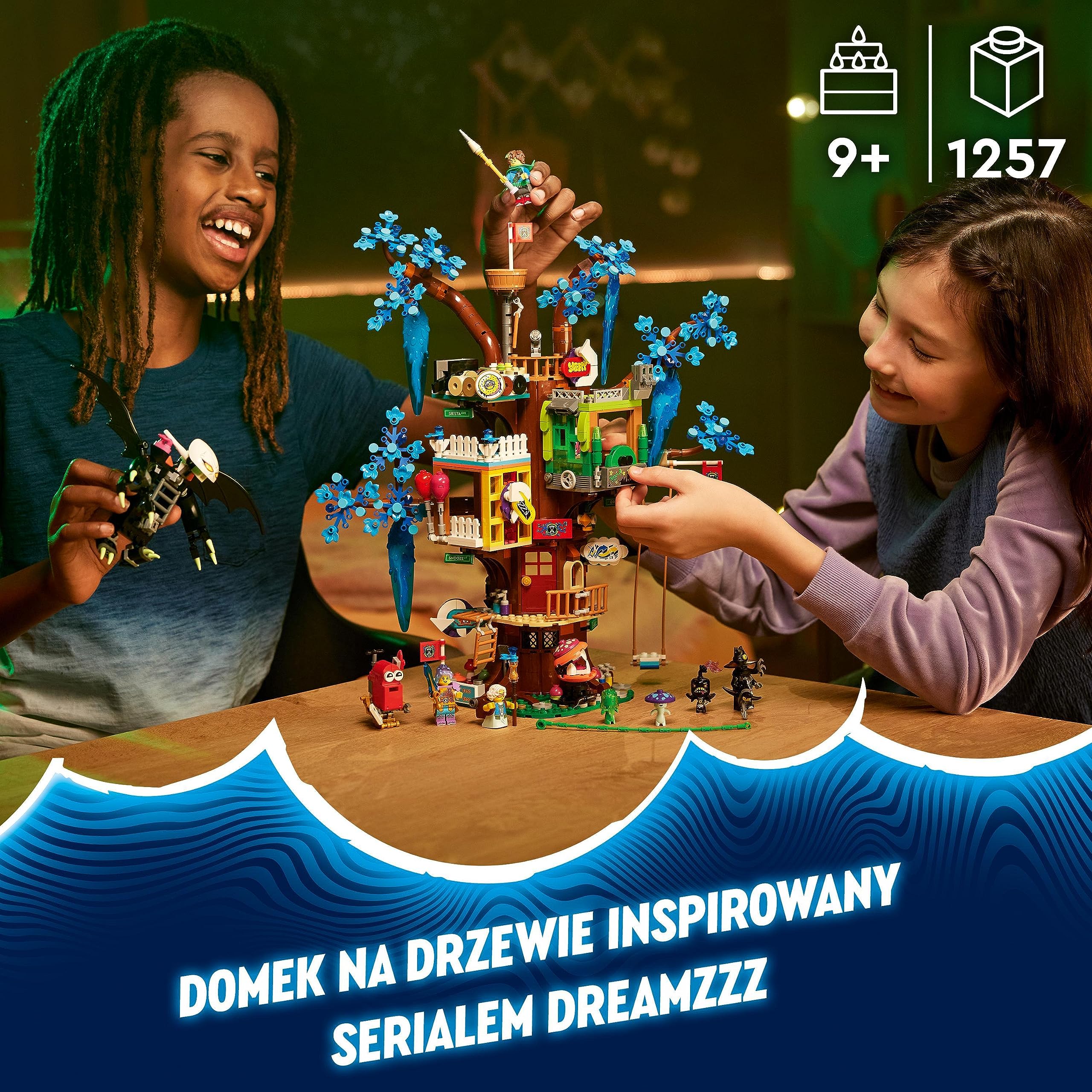 LEGO DREAMZzz Fantastyczny domek na drzewie, Model do Zbudowania na 2 Sposoby z Minifigurkami pani Castillo, Izzie, Mateo i Nocnego Łowcy, Fajna Zabawka i Prezent dla Dziecka, 71461